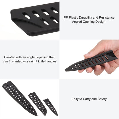 6 Pcs Knife Cover Sleeves, 5.3" x 1" PP Knives Edge Guard Blade Protector Universal Knife Sheath for Home Kitchen, Black
