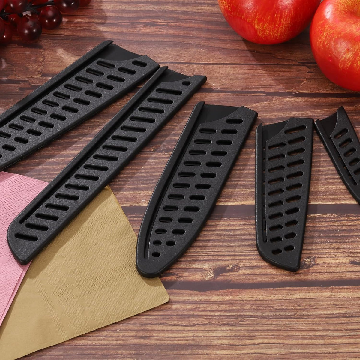 6 Pcs Knife Cover Sleeves, 5.3" x 1" PP Knives Edge Guard Blade Protector Universal Knife Sheath for Home Kitchen, Black