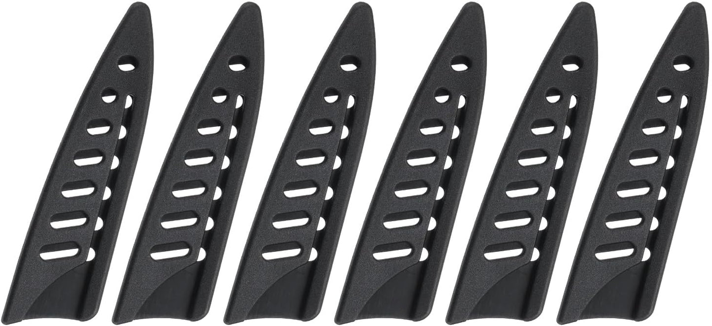 6 Pcs Knife Cover Sleeves, 5.3" x 1" PP Knives Edge Guard Blade Protector Universal Knife Sheath for Home Kitchen, Black