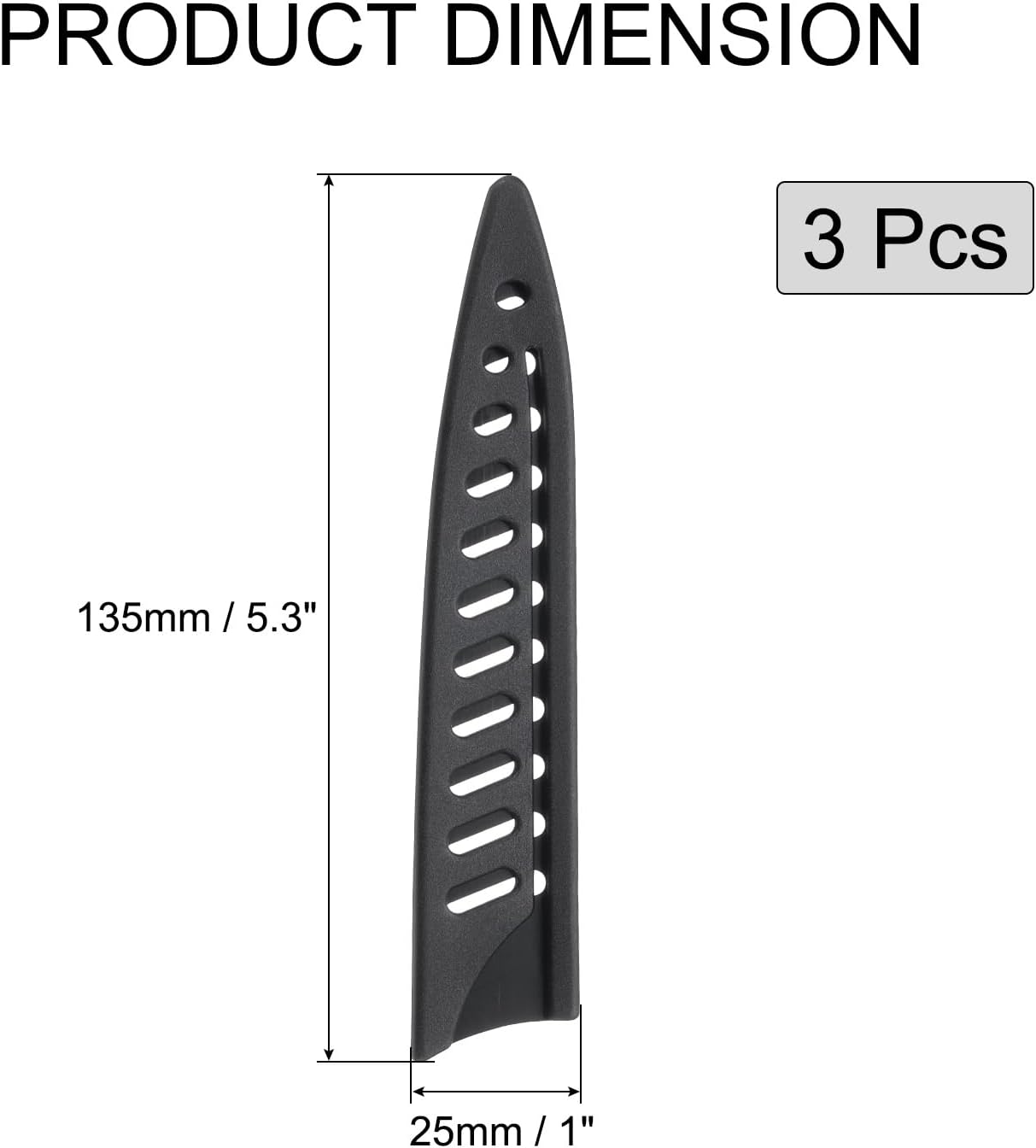 6 Pcs Knife Cover Sleeves, 5.3" x 1" PP Knives Edge Guard Blade Protector Universal Knife Sheath for Home Kitchen, Black