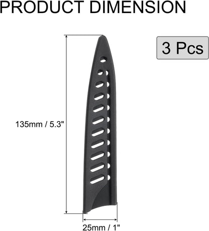 6 Pcs Knife Cover Sleeves, 5.3" x 1" PP Knives Edge Guard Blade Protector Universal Knife Sheath for Home Kitchen, Black