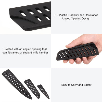 6 Pcs Knife Cover Sleeves, 5.3" x 1" PP Knives Edge Guard Blade Protector Universal Knife Sheath for Home Kitchen, Black