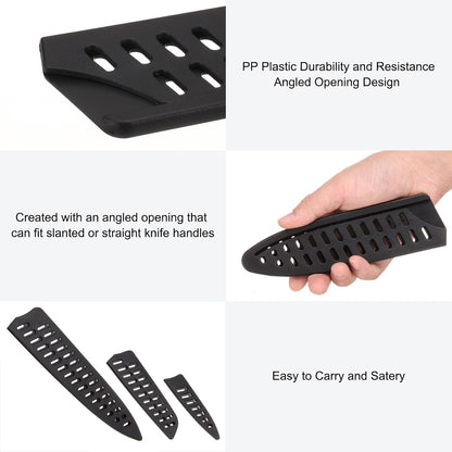 6 Pcs Knife Cover Sleeves, 5.3" x 1" PP Knives Edge Guard Blade Protector Universal Knife Sheath for Home Kitchen, Black