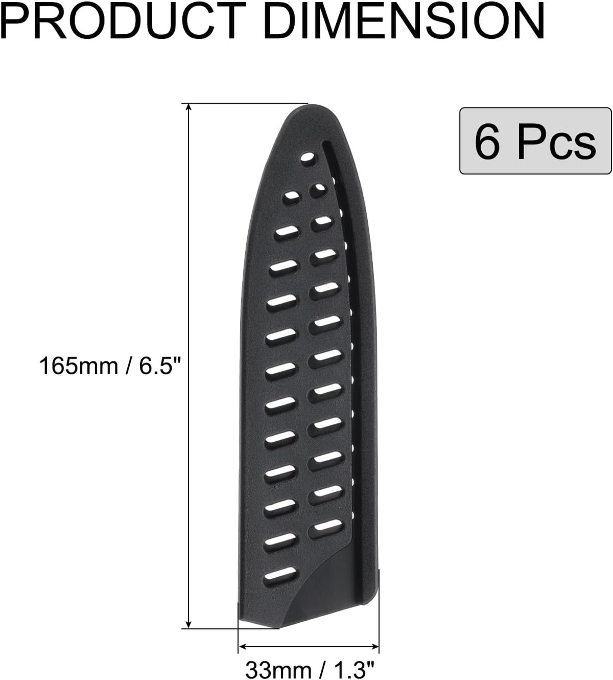 6 Pcs Knife Cover Sleeves, 5.3" x 1" PP Knives Edge Guard Blade Protector Universal Knife Sheath for Home Kitchen, Black