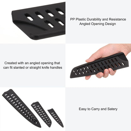 6 Pcs Knife Cover Sleeves, 5.3" x 1" PP Knives Edge Guard Blade Protector Universal Knife Sheath for Home Kitchen, Black