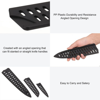6 Pcs Knife Cover Sleeves, 5.3" x 1" PP Knives Edge Guard Blade Protector Universal Knife Sheath for Home Kitchen, Black
