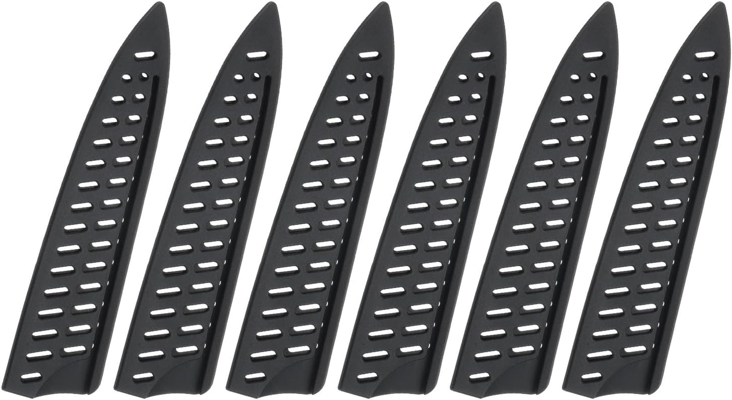 6 Pcs Knife Cover Sleeves, 5.3" x 1" PP Knives Edge Guard Blade Protector Universal Knife Sheath for Home Kitchen, Black