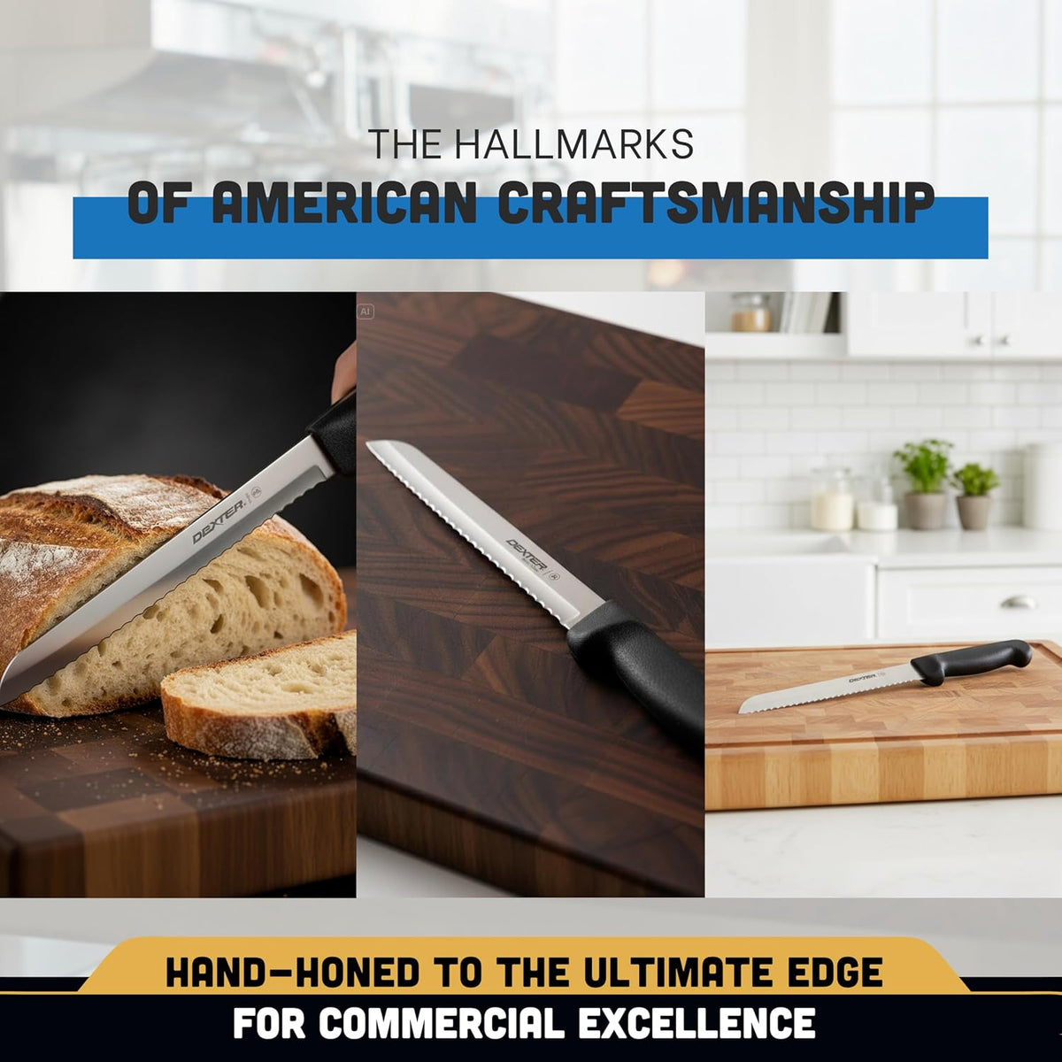 P94803B Basics (31603B) Bread Knife, 8", Scalloped Edge, Stain-Free, high-Carbon Steel, Textured, Polypropylene Black Handle, NSF Certified‌‍‌‌‌‍‌‌‌‍‌‌‍‌‌‌‌‍‌‌‌‍