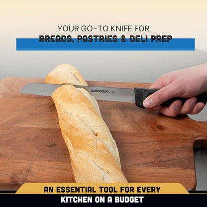P94803B Basics (31603B) Bread Knife, 8", Scalloped Edge, Stain-Free, high-Carbon Steel, Textured, Polypropylene Black Handle, NSF Certified‌‍‌‌‌‍‌‌‌‍‌‌‍‌‌‌‌‍‌‌‌‍