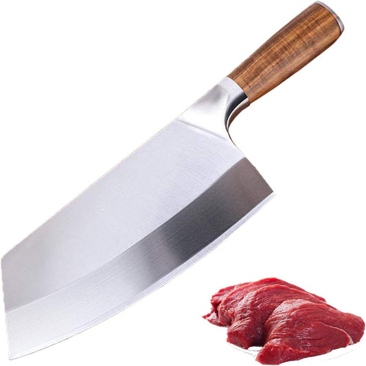 8 inch Chinese Cleaver Knife - High Carbon Stainless Steel with Comfortable Pakkawood Handle - Gift Box Included