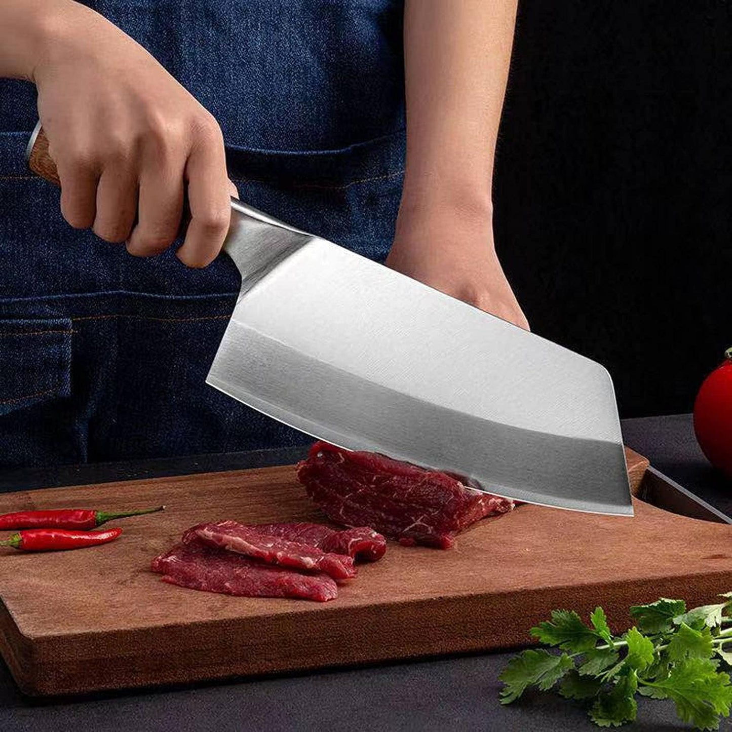 8 inch Chinese Cleaver Knife - High Carbon Stainless Steel with Comfortable Pakkawood Handle - Gift Box Included