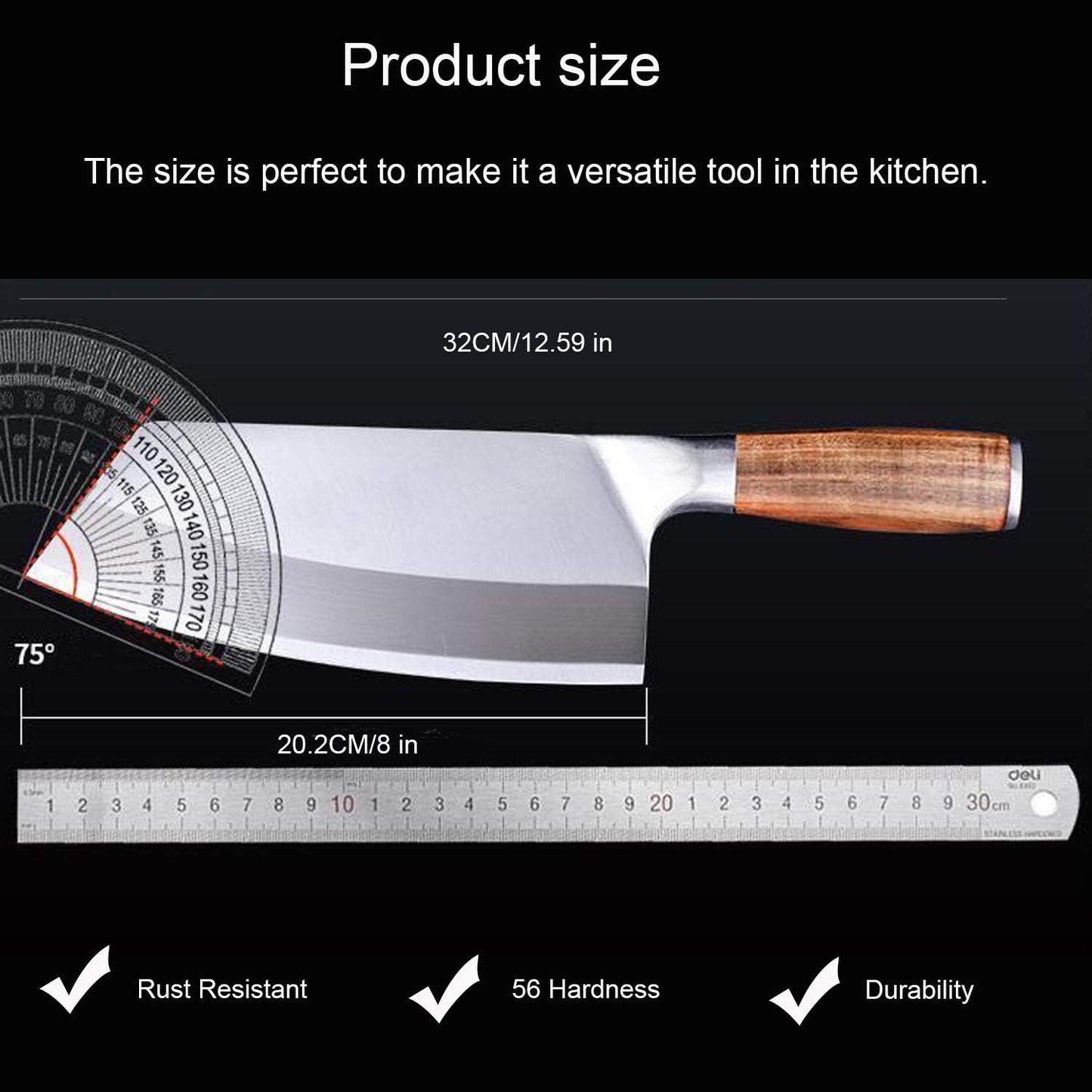 8 inch Chinese Cleaver Knife - High Carbon Stainless Steel with Comfortable Pakkawood Handle - Gift Box Included