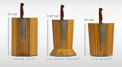 360KnifeBlock® MAX (walnut) ROTATING Magnetic Knife Block | 12" tall with an array of top slots SeriousEats/Food&Wine/ATK BEST Universal Knife Block - handmade in Washington