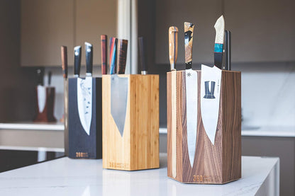 360KnifeBlock® MAX (walnut) ROTATING Magnetic Knife Block | 12" tall with an array of top slots SeriousEats/Food&Wine/ATK BEST Universal Knife Block - handmade in Washington