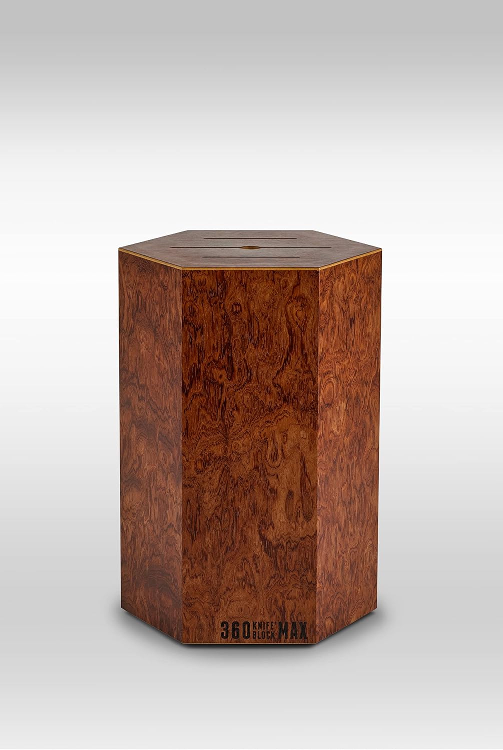 360KnifeBlock® MAX (walnut) ROTATING Magnetic Knife Block | 12" tall with an array of top slots SeriousEats/Food&Wine/ATK BEST Universal Knife Block - handmade in Washington
