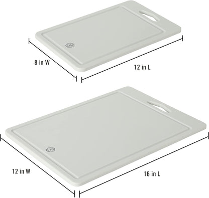 Bpa Free Plastic Cutting Board 2pc Set (16" x 12" and 12" x 8") - Grey - Dishwasher Safe
