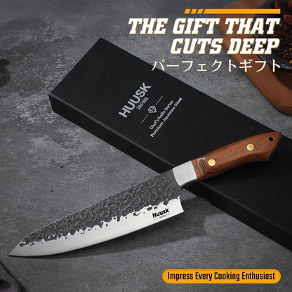 Huusk Japanese Chef Knife with Ergonomic Full Tang Handle, Gifts for Men