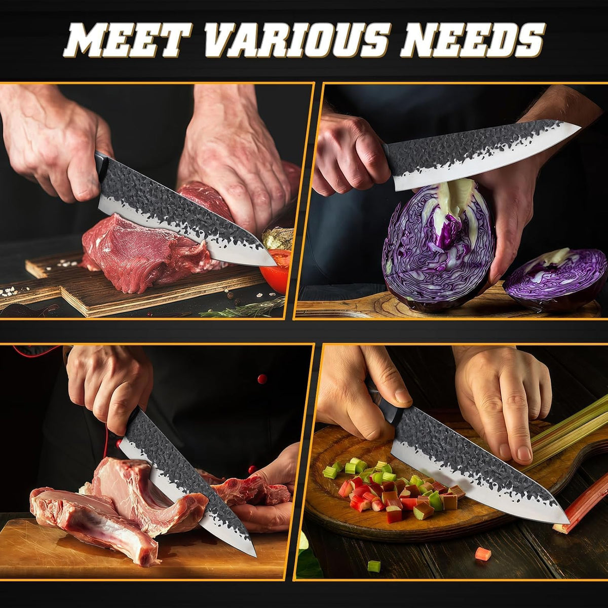 Huusk Japanese Chef Knife with Ergonomic Full Tang Handle, Gifts for Men