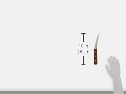 Wood 5" Boning Knife, Curved, Semi-stiff Blade, Brown | Expertly debone and carve with this high-carbon stainless steel butcher knife featuring a comfortable ergonomic wood grip