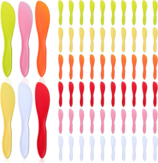 60 Pcs Plastic Butter Spreader, 7 x 1.4 Inch Butter Knife Set, Multi Purpose Spreader for Cheese, Cream, Jam, Sandwich, 6 Colors, PP Plastic, Dishwasher Safe