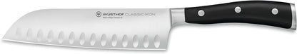 WÜSTHOF Classic IKON 7" Hollow Edge Santoku Knife, Black