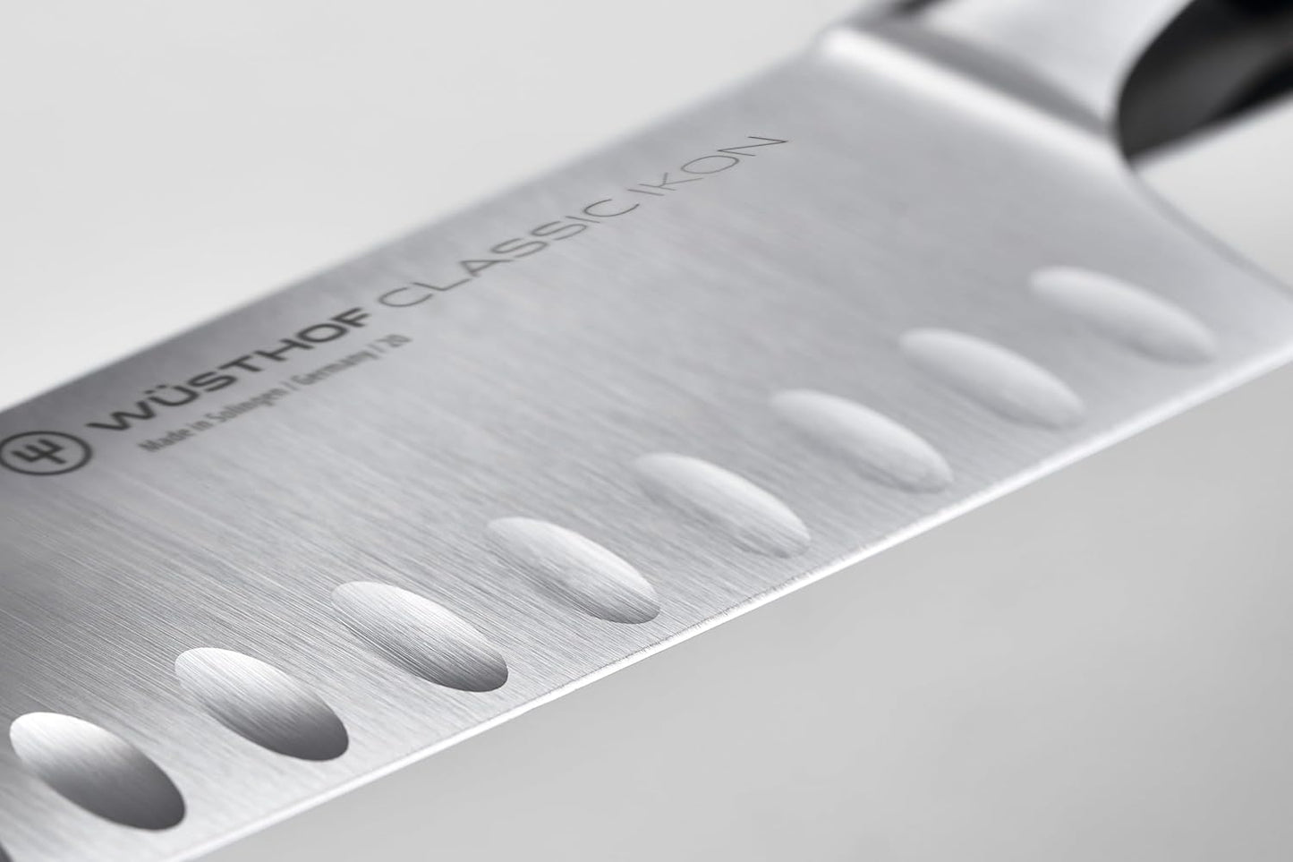 WÜSTHOF Classic IKON 7" Hollow Edge Santoku Knife, Black