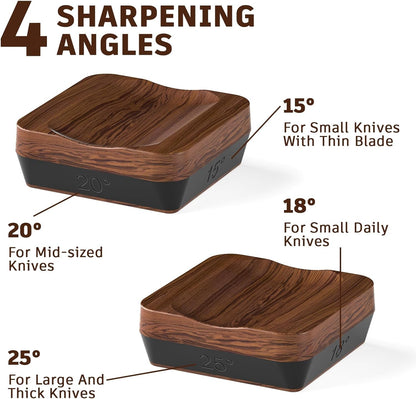 Knife Sharpener Rod, Kitchen Knives Sharpener Carbon Steel Professional Knife Sharpening Steel, Honing Rod with Hanging Holes (13 inches) (Wood, Manual)