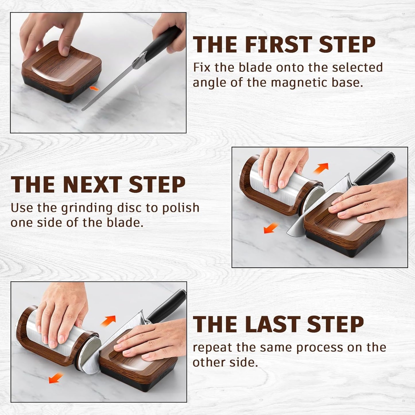 Knife Sharpener Rod, Kitchen Knives Sharpener Carbon Steel Professional Knife Sharpening Steel, Honing Rod with Hanging Holes (13 inches) (Wood, Manual)