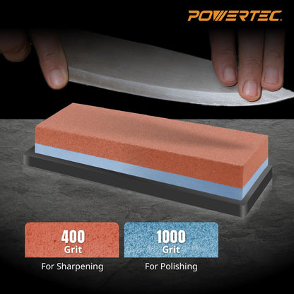 Whetstone Knife Sharpening Stone – Dual Grit 400/1000 Water Stone with Non-Slip Rubber Base for Sharpening Kitchen Knives, Razors, Chisels, Scissors, Axe, Hatchet (71915)