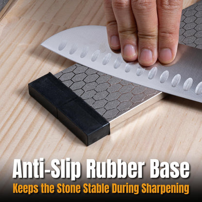 Whetstone Knife Sharpening Stone – Dual Grit 400/1000 Water Stone with Non-Slip Rubber Base for Sharpening Kitchen Knives, Razors, Chisels, Scissors, Axe, Hatchet (71915)