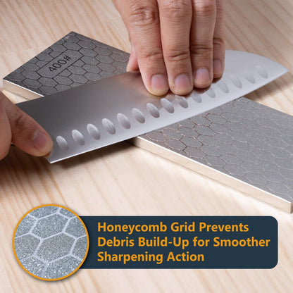 Whetstone Knife Sharpening Stone – Dual Grit 400/1000 Water Stone with Non-Slip Rubber Base for Sharpening Kitchen Knives, Razors, Chisels, Scissors, Axe, Hatchet (71915)