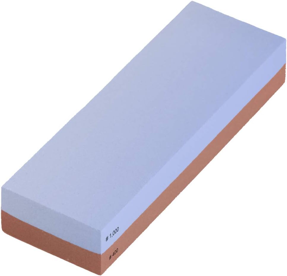 Whetstone Knife Sharpening Stone – Dual Grit 400/1000 Water Stone with Non-Slip Rubber Base for Sharpening Kitchen Knives, Razors, Chisels, Scissors, Axe, Hatchet (71915)