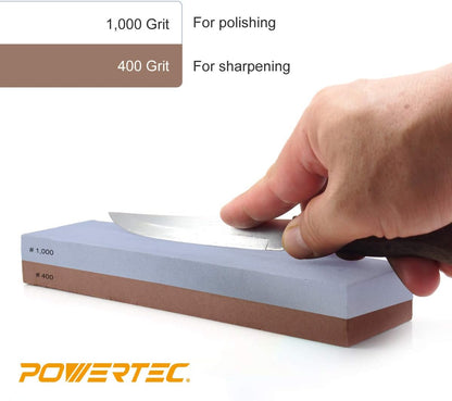 Whetstone Knife Sharpening Stone – Dual Grit 400/1000 Water Stone with Non-Slip Rubber Base for Sharpening Kitchen Knives, Razors, Chisels, Scissors, Axe, Hatchet (71915)