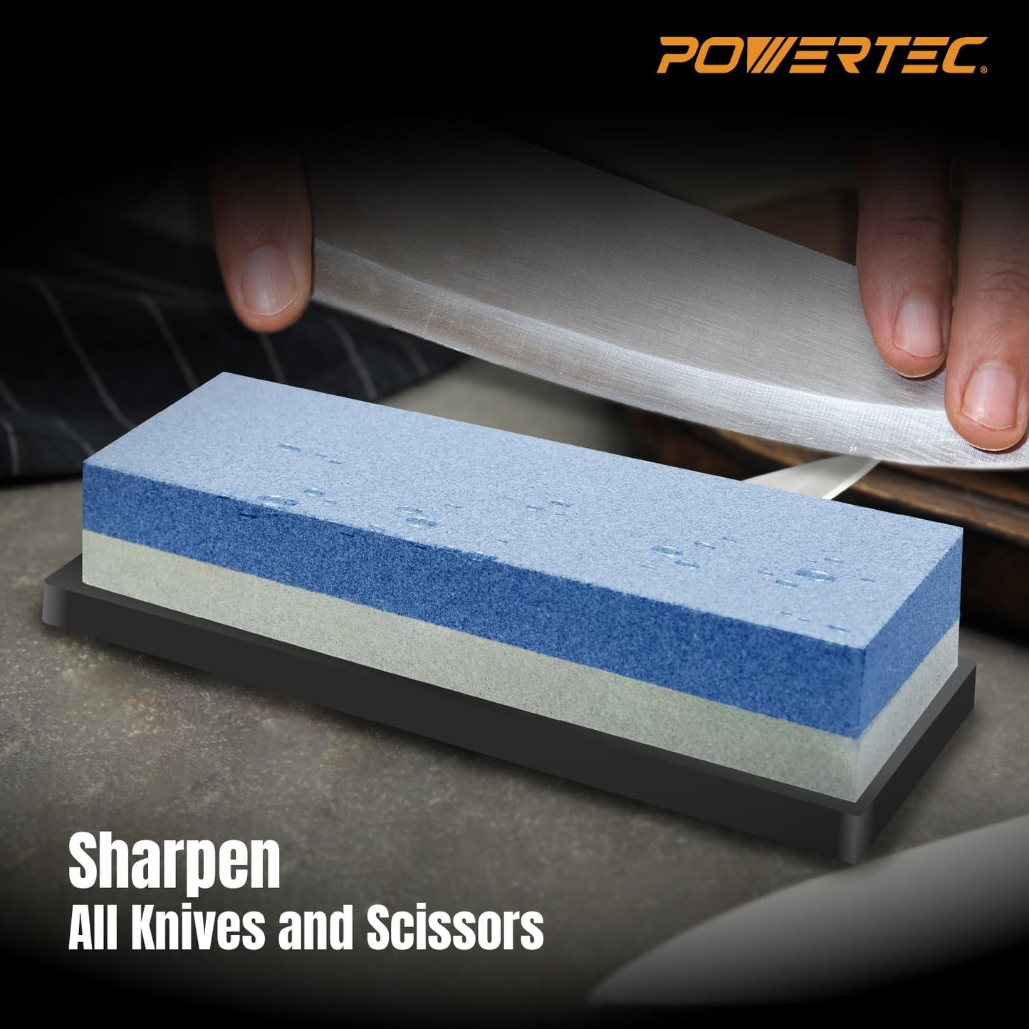 Whetstone Knife Sharpening Stone – Dual Grit 400/1000 Water Stone with Non-Slip Rubber Base for Sharpening Kitchen Knives, Razors, Chisels, Scissors, Axe, Hatchet (71915)