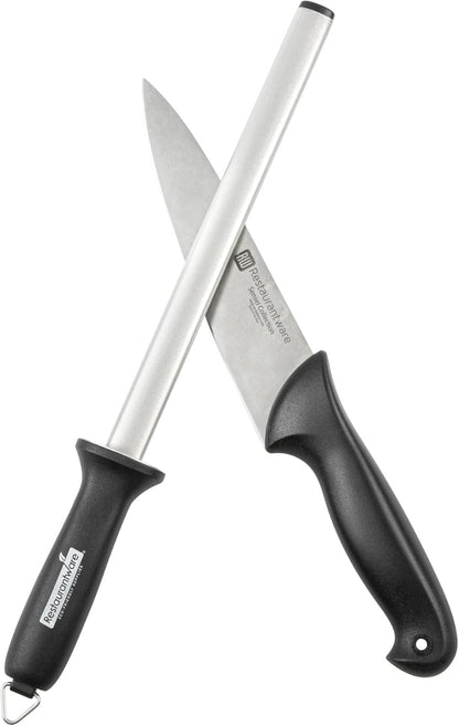 Met Lux 8 Inch Honing Steel 1 High-Carbon Knife Steel - Moisture-Resistant Handle Chromium Finish Blue Steel Knife Sharpening Steel For Sharpening Multiple Knives