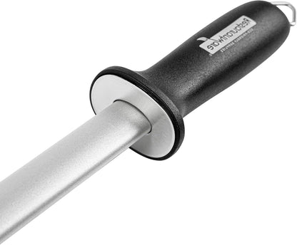 Met Lux 8 Inch Honing Steel 1 High-Carbon Knife Steel - Moisture-Resistant Handle Chromium Finish Blue Steel Knife Sharpening Steel For Sharpening Multiple Knives