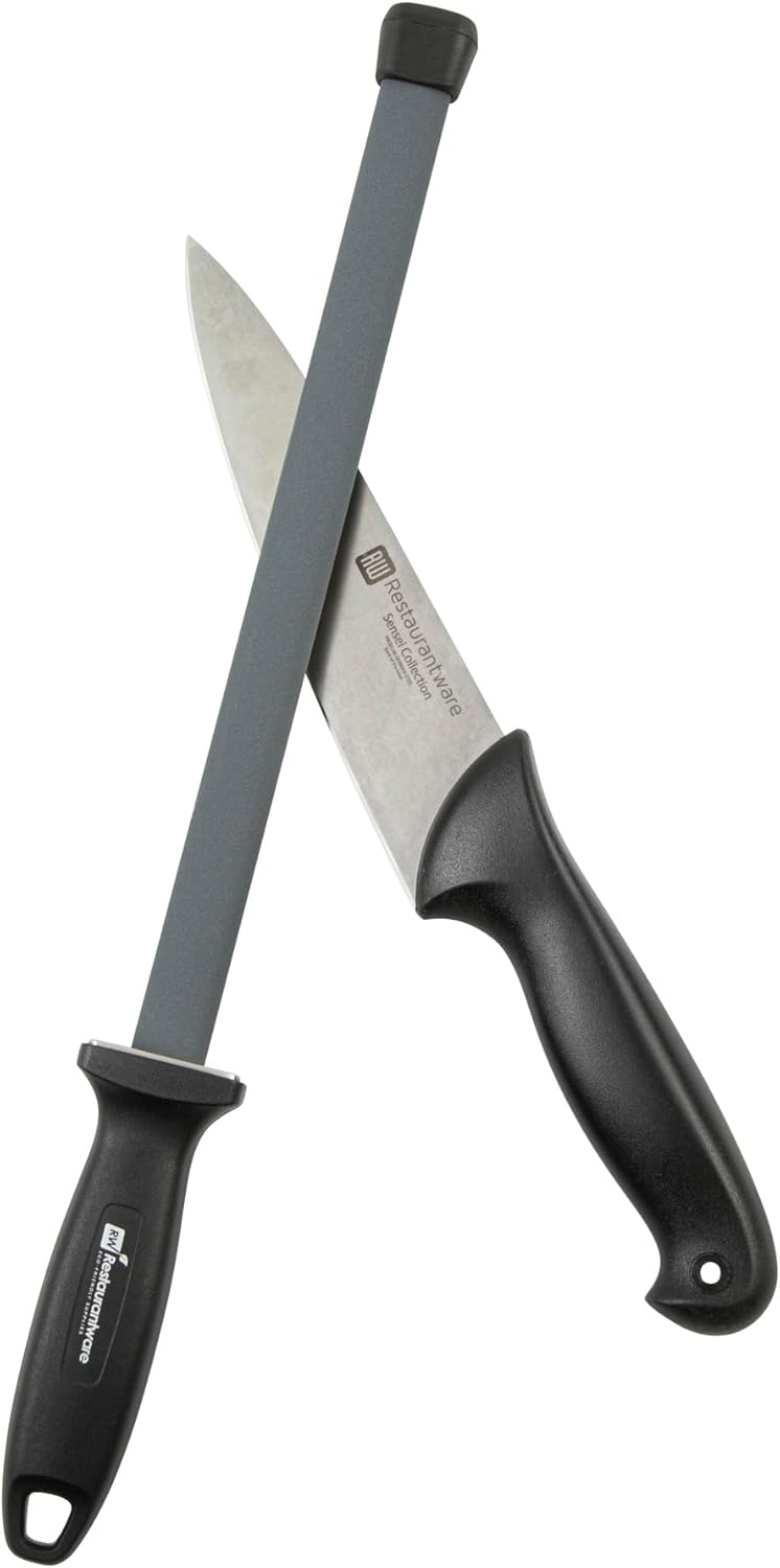 Met Lux 8 Inch Honing Steel 1 High-Carbon Knife Steel - Moisture-Resistant Handle Chromium Finish Blue Steel Knife Sharpening Steel For Sharpening Multiple Knives