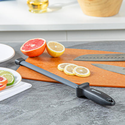 Met Lux 8 Inch Honing Steel 1 High-Carbon Knife Steel - Moisture-Resistant Handle Chromium Finish Blue Steel Knife Sharpening Steel For Sharpening Multiple Knives