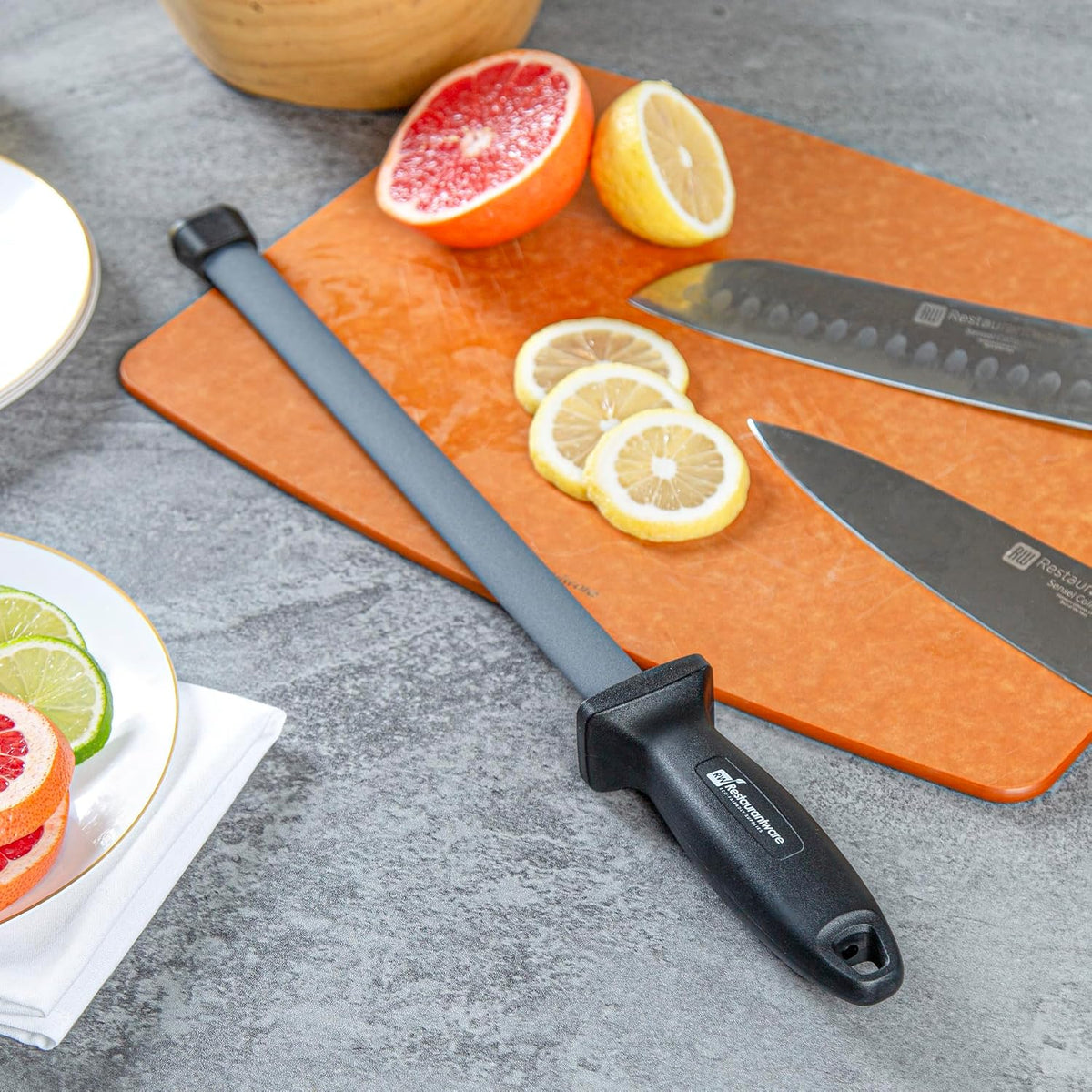 Met Lux 8 Inch Honing Steel 1 High-Carbon Knife Steel - Moisture-Resistant Handle Chromium Finish Blue Steel Knife Sharpening Steel For Sharpening Multiple Knives