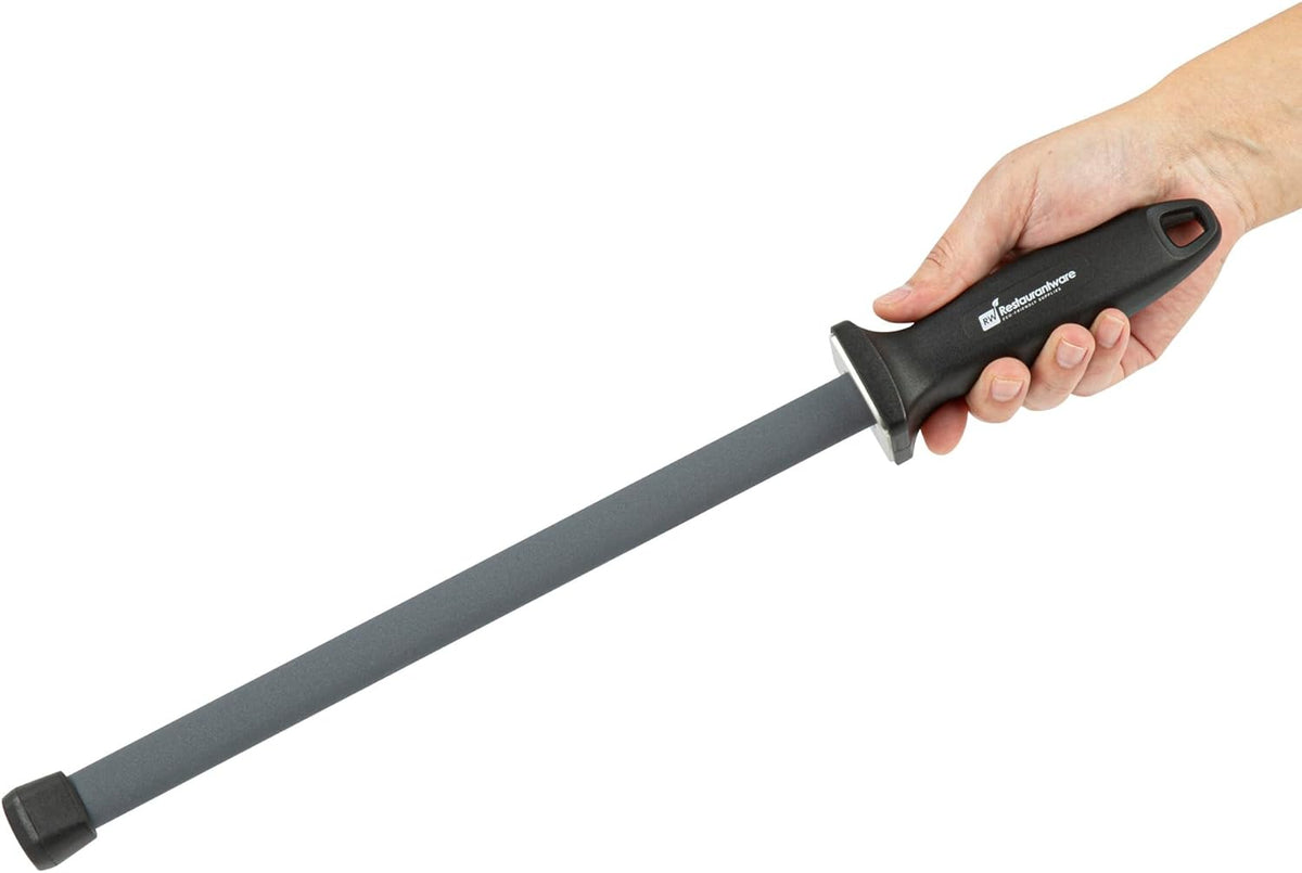 Met Lux 8 Inch Honing Steel 1 High-Carbon Knife Steel - Moisture-Resistant Handle Chromium Finish Blue Steel Knife Sharpening Steel For Sharpening Multiple Knives