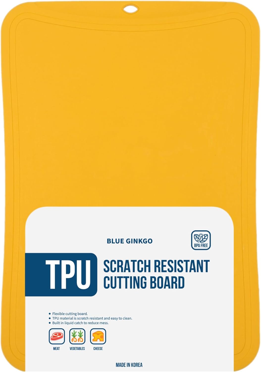 TPU Cutting Board, Medium, Made in Korea, Yellow | Gentle on Knife Edges. Flexible and Durable.