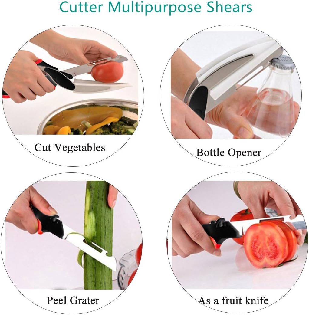 Vegetable Scissors and Food Cutter - Kitchen Shears With Cutting Board, Quick Slicer, Chopper for Meat and Vegetables