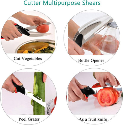Vegetable Scissors and Food Cutter - Kitchen Shears With Cutting Board, Quick Slicer, Chopper for Meat and Vegetables