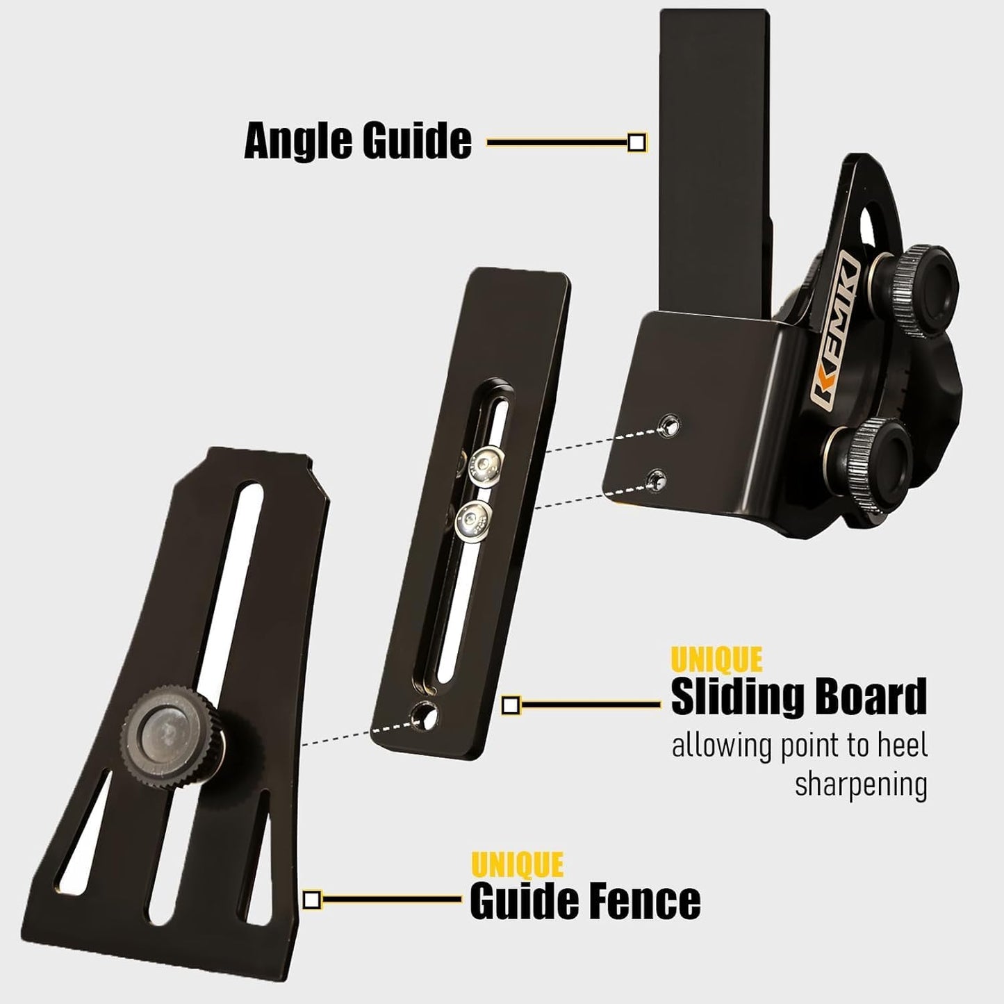 Knife Sharpening Angle Guide for 1 x 30 inch Belt sander, Edge Leading & Trailing, 10-45 Degree Angle Guide, KSAG1
