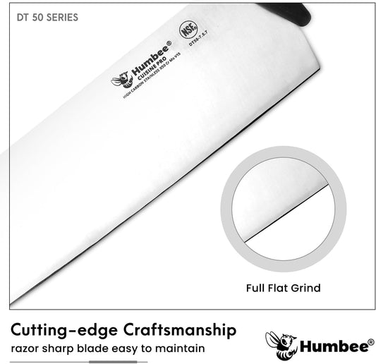 7.5-Inch Nakiri Knife, High Carbon Stainless Steel Hollow Grind Blade, Razor Sharp Edge, Ergonomic Non-Slip Handle, Cleaver Style, DT-50 Series, Orange