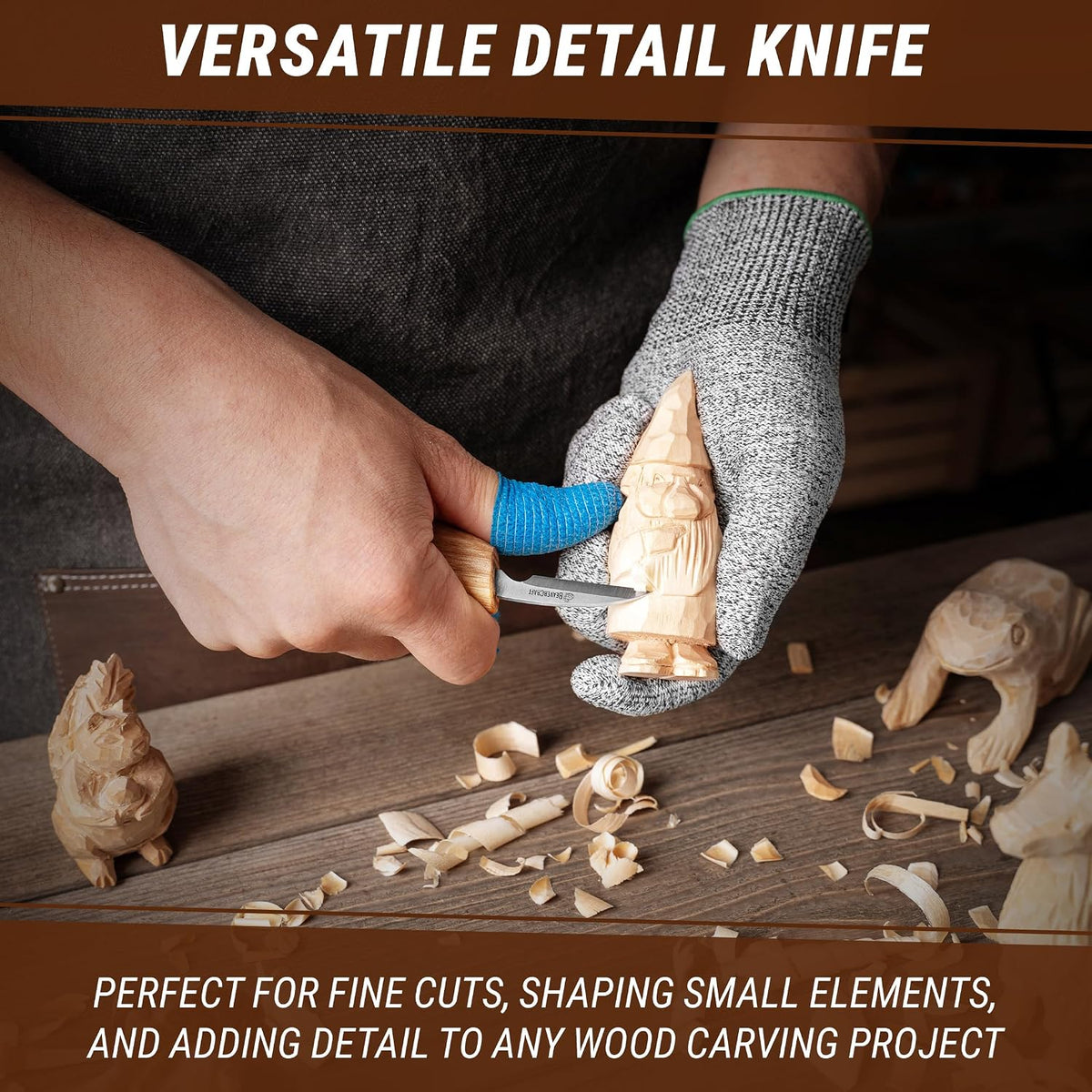 Wood Chip Carving Knife C8 1.8" Sloyd Whittling Knife for Detail - Wood Carving Tools for Beginners and Kids
