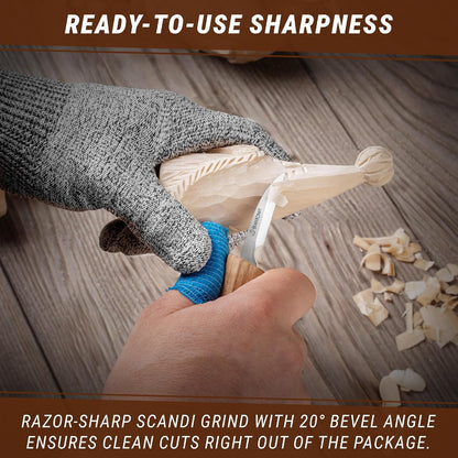 Wood Chip Carving Knife C8 1.8" Sloyd Whittling Knife for Detail - Wood Carving Tools for Beginners and Kids