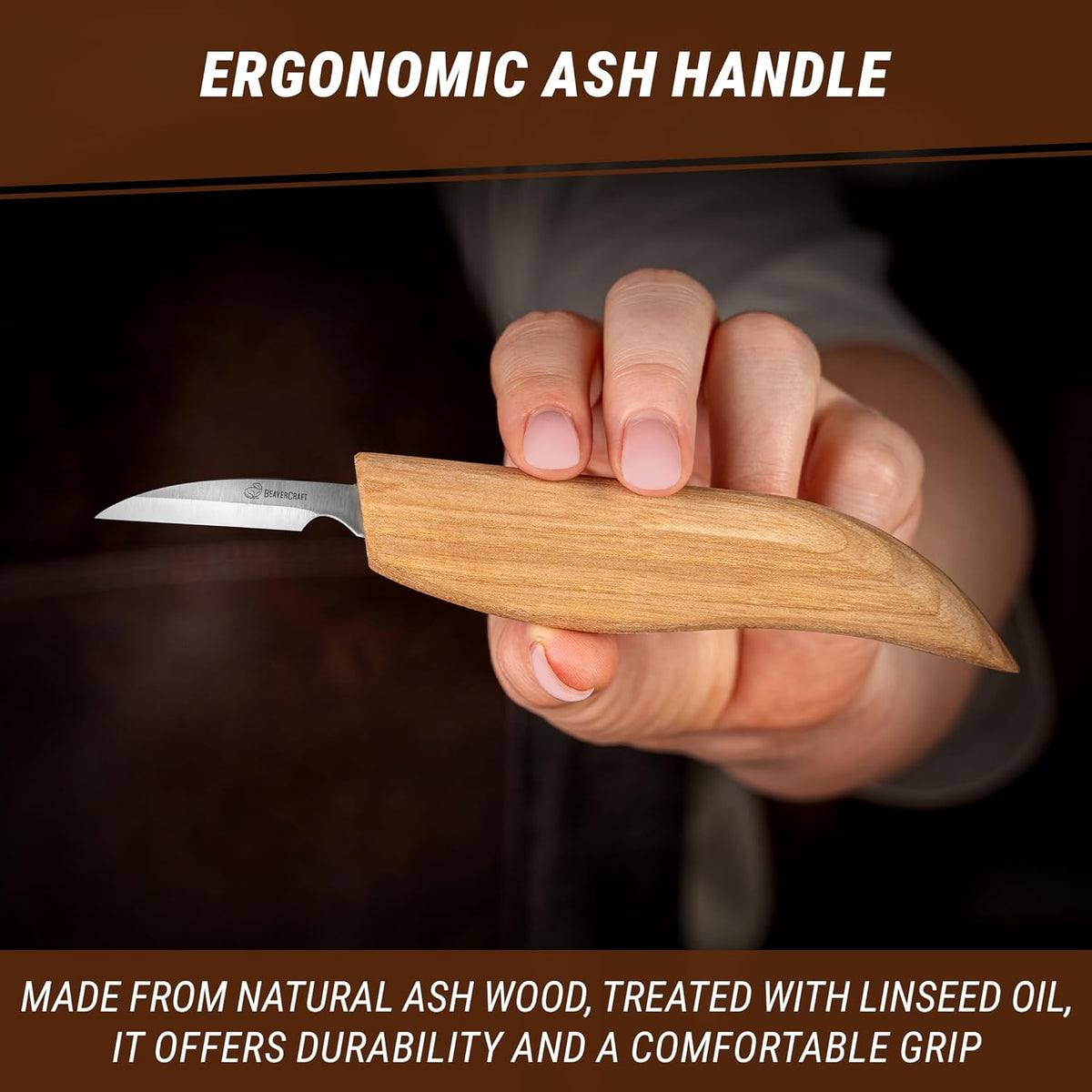 Wood Chip Carving Knife C8 1.8" Sloyd Whittling Knife for Detail - Wood Carving Tools for Beginners and Kids