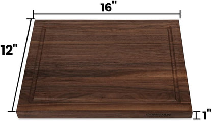 Solid Cherry Wood Cutting Board for Kitchen, USA Grown Hardwood, 16 x 12, with Invisible Inner Handle, Prefinished with Food-Grade Oil, Suitable for Kitchen Edge Grain, 1" Thick