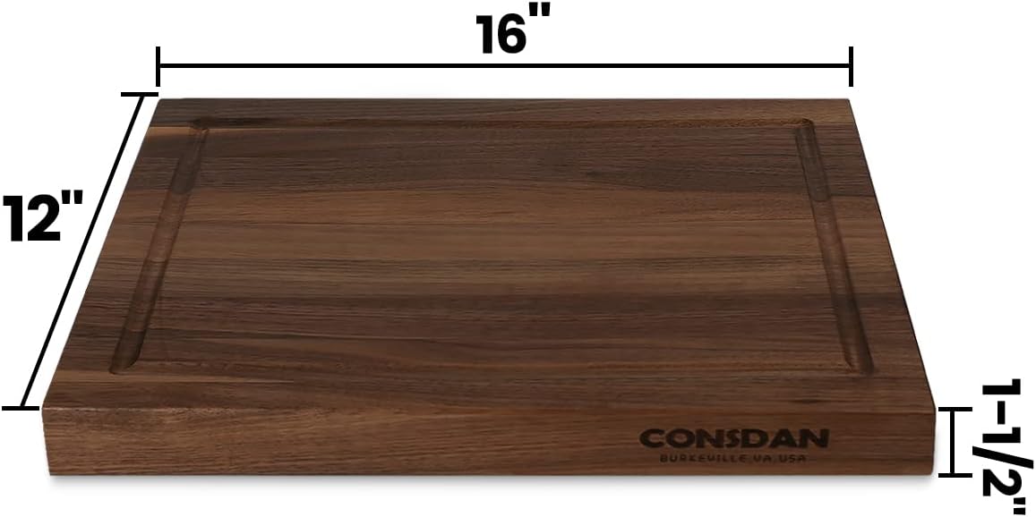 Solid Cherry Wood Cutting Board for Kitchen, USA Grown Hardwood, 16 x 12, with Invisible Inner Handle, Prefinished with Food-Grade Oil, Suitable for Kitchen Edge Grain, 1" Thick